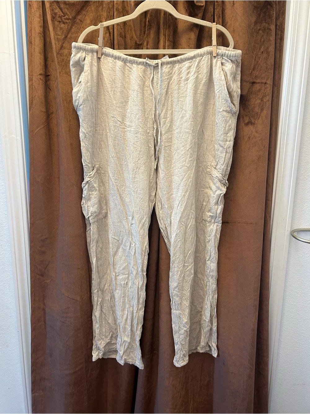 H&M Linen-Blend Drawstring Cargo Pants